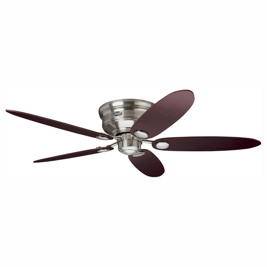 Hunter Fan 52 inch Low Profile Brushed Nickel Indoor Ceiling Fan with Pull Chain for Bedroom, Large Room/Great Room, Dining Room, Kitchen, Office