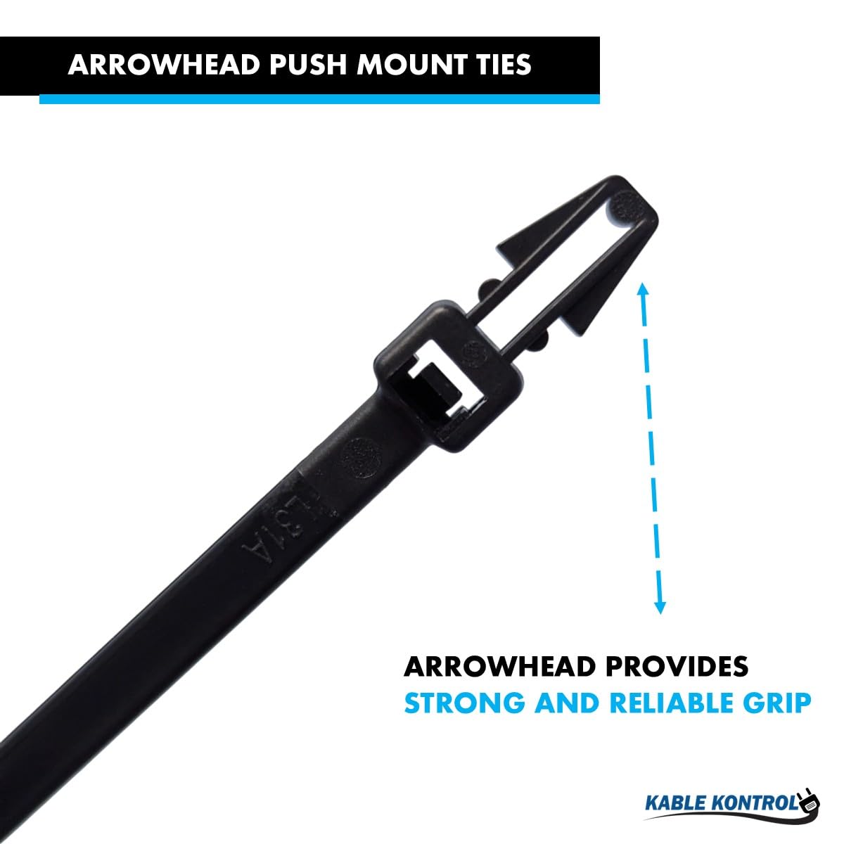 Kable Kontrol Arrowhead Push Mount Cable Ties Nylon, 6 Inch 100 Pcs, 40 Lbs Tensile Strength, Self-Locking Zip Ties UV & Chemical Resistant Ideal