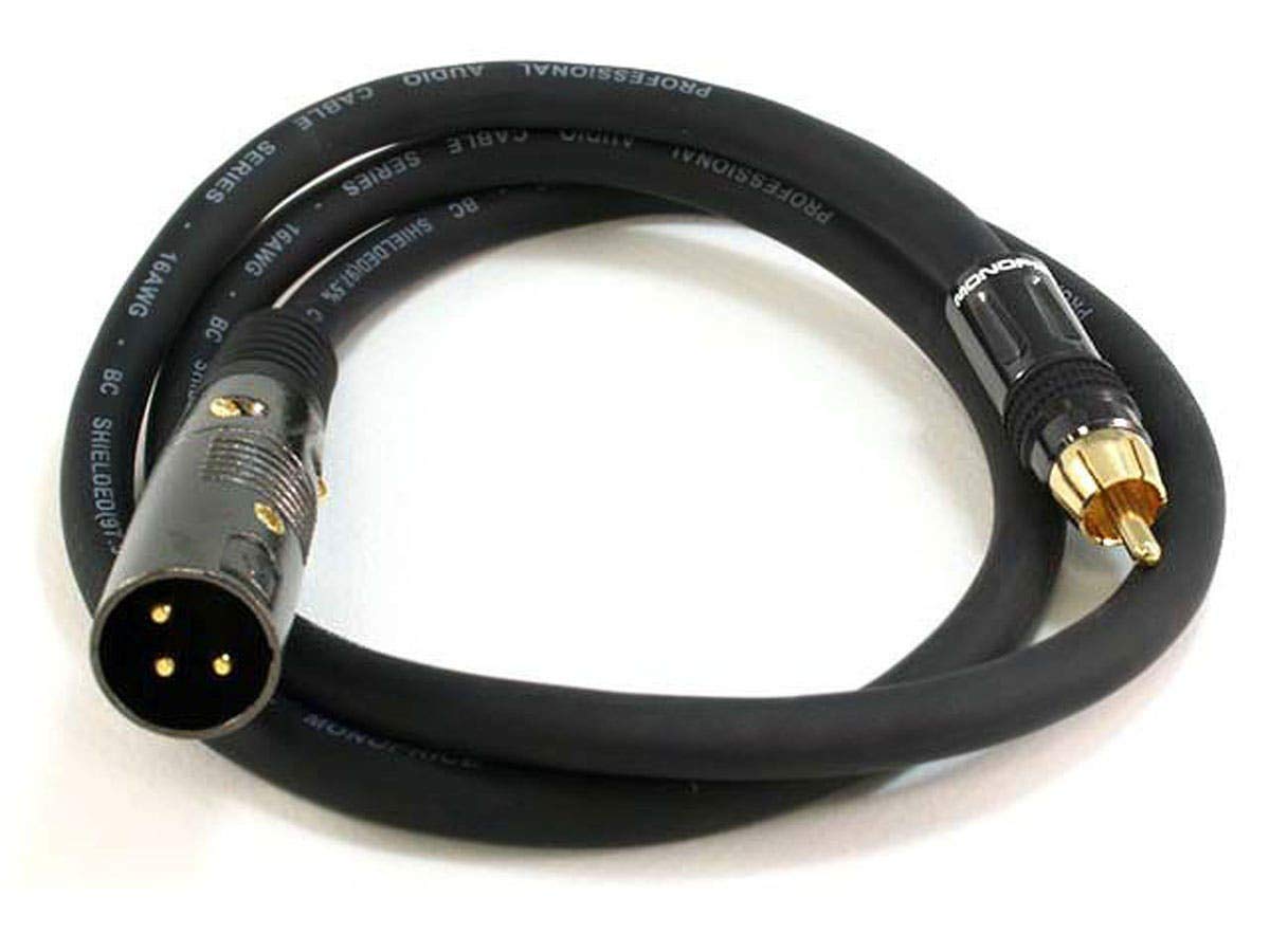 Monoprice 104776 3-Feet Premier Series XLR Male to RCA Male 16AWG Cable