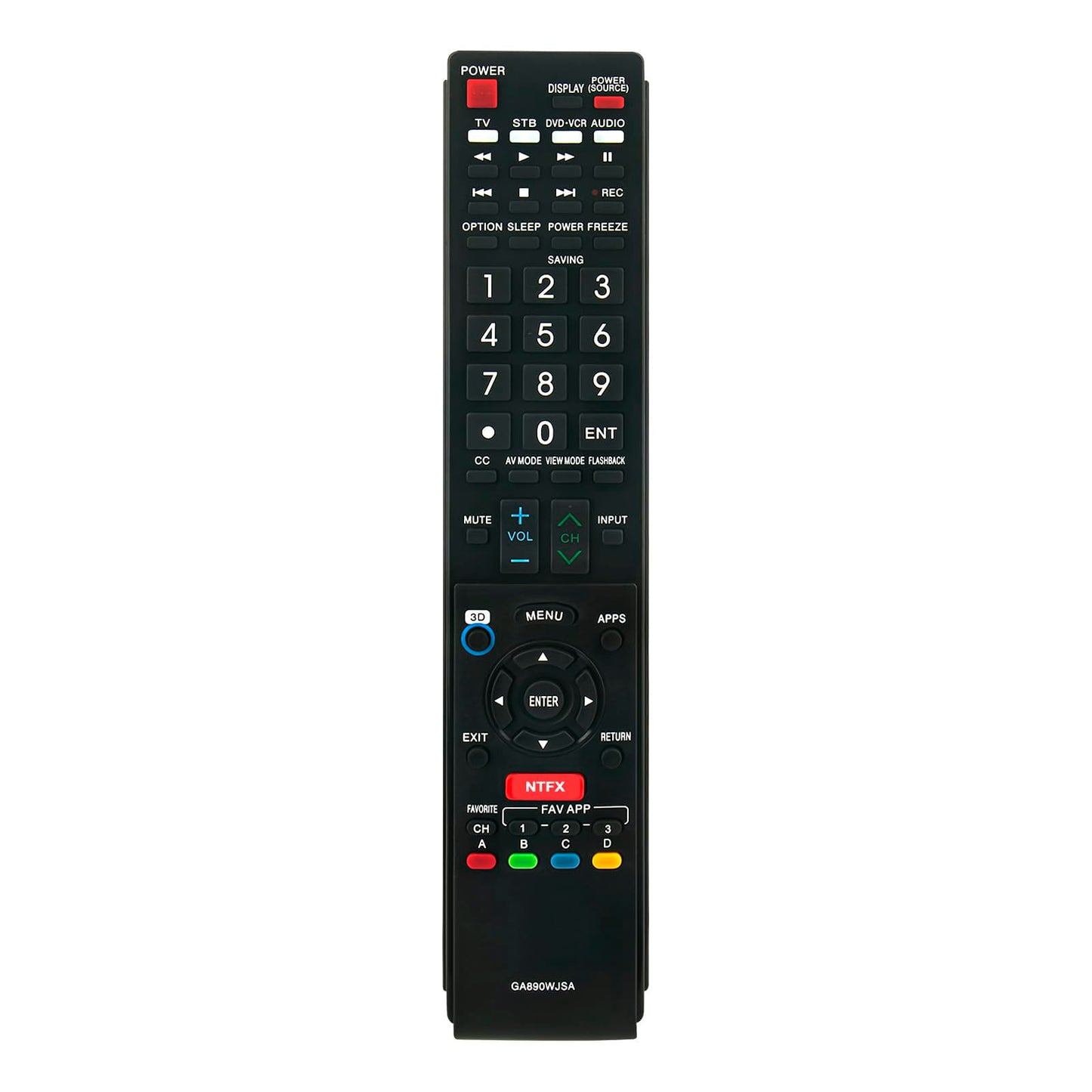 GA890WJSA Replace Remote Control fit for Sharp TV LC70C6500 LC70C6500U LC70C7500 LC70C7500U LC70LE640 LC70LE640U LC70LE650 LC70LE650U LC70LE750