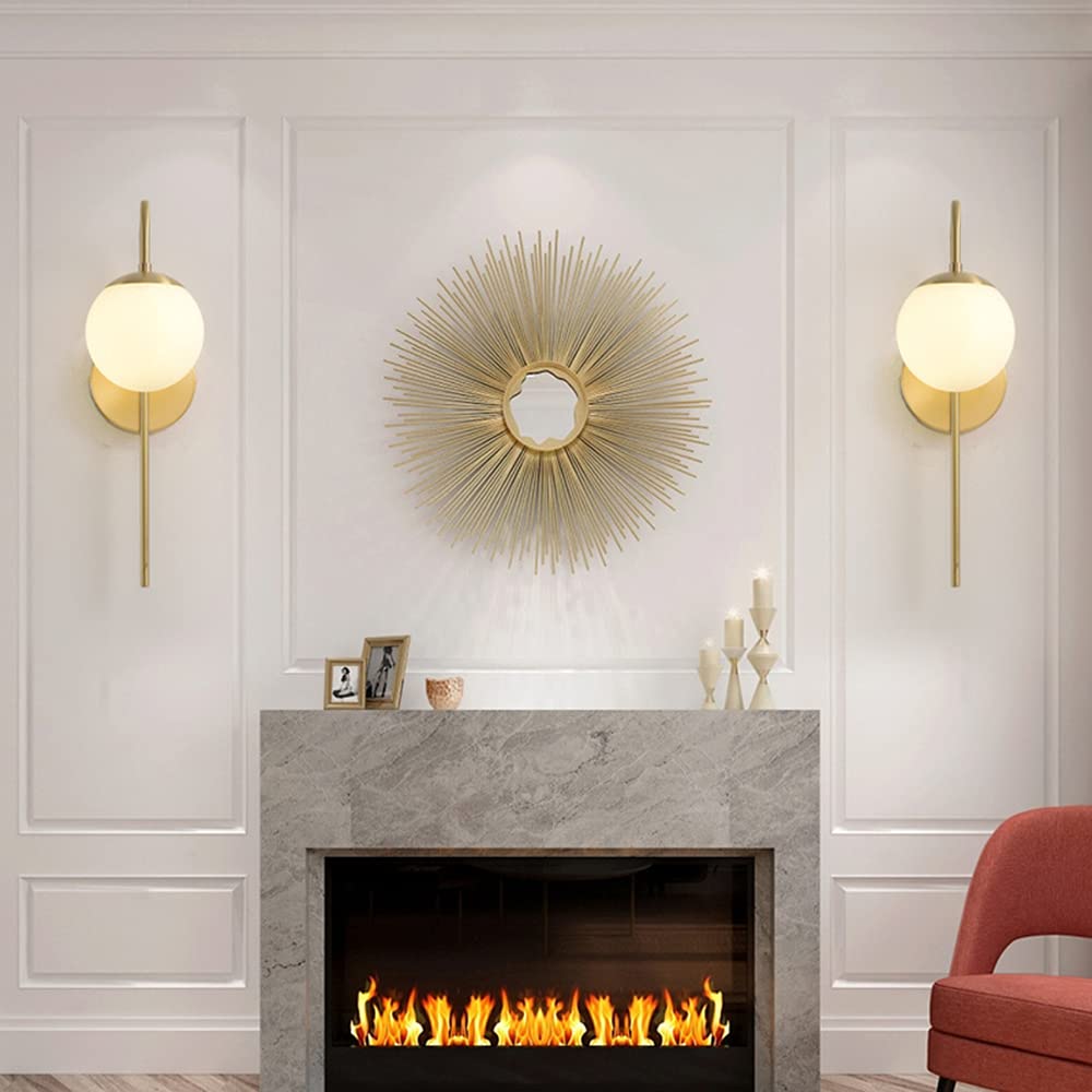 Aeyee Mid-Century Wall Sconce Lighting Modern Brass Wall lamp Gooseneck Arm Wall Light Fixture with Glass Globe Shade