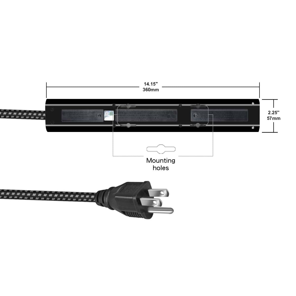 OSKOS PD20W USB-C Charger, Two USB Ports (1A1C), 6 outlets Power Strip with 6FT 14/3 Braided Cord, 1080 Joules Surge Protected, 15A Built-in Circuit