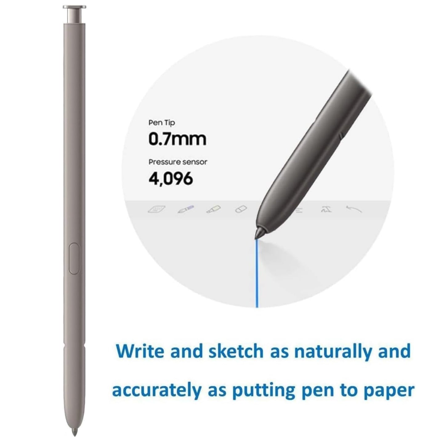 S Pen S24 Ultra (withBluetooth) Replacement for Samsung Galaxy S24 Ultra Pen (4096 Pressure Levels) + Replacement Tips/Nibs (Light Gray)