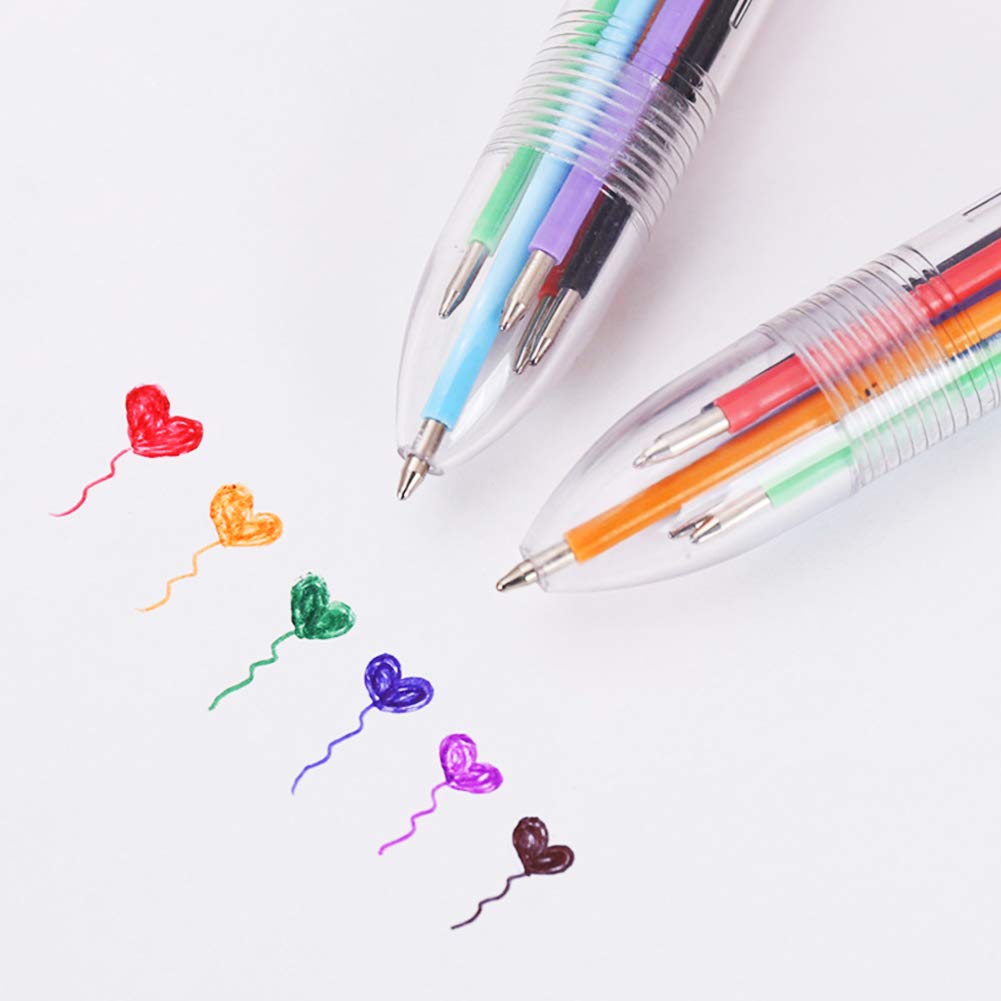 Hutou 6 Pack 0.5mm 6-in-1 Multicolor Ballpoint Pens, Kids Party Favors Pen