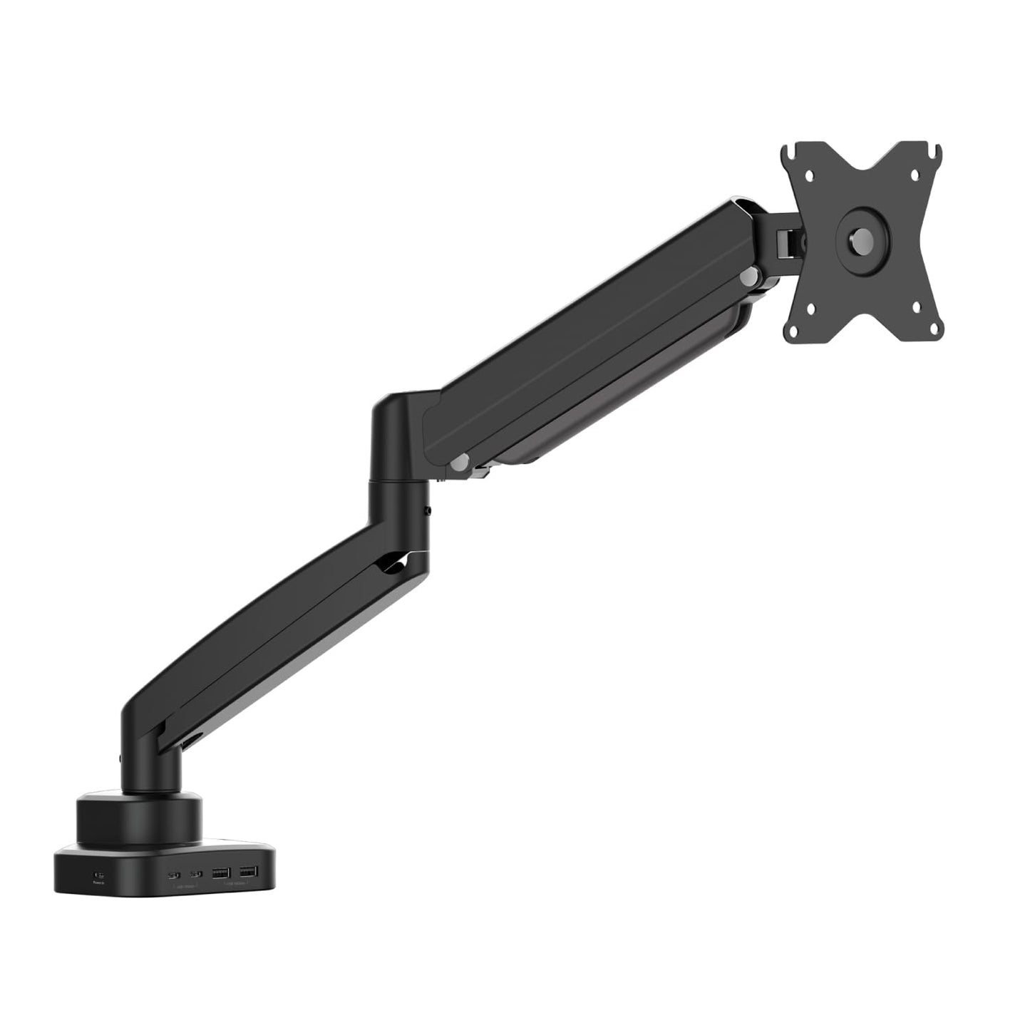j5create Monitor Mount with 6-in-1 Docking Station, Fully Adjustable Gas Spring Monitor Arm for 17 to 32 inch Screen, Conveniently Set Optimal Angle