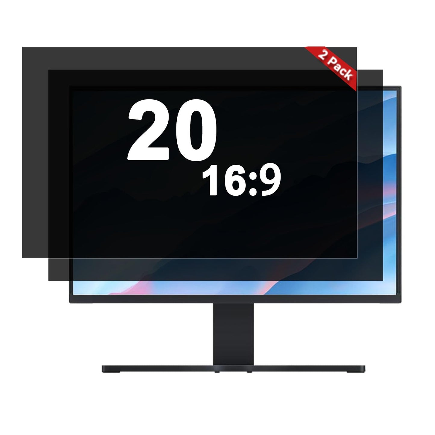 Vxaop [2-Pack] 20 Inch Computer Privacy Screen Filter (16:9 Aspect Ratio) - Removable, Anti Glare & Blue Light Blocking, Compatible with HP Dell ASUS