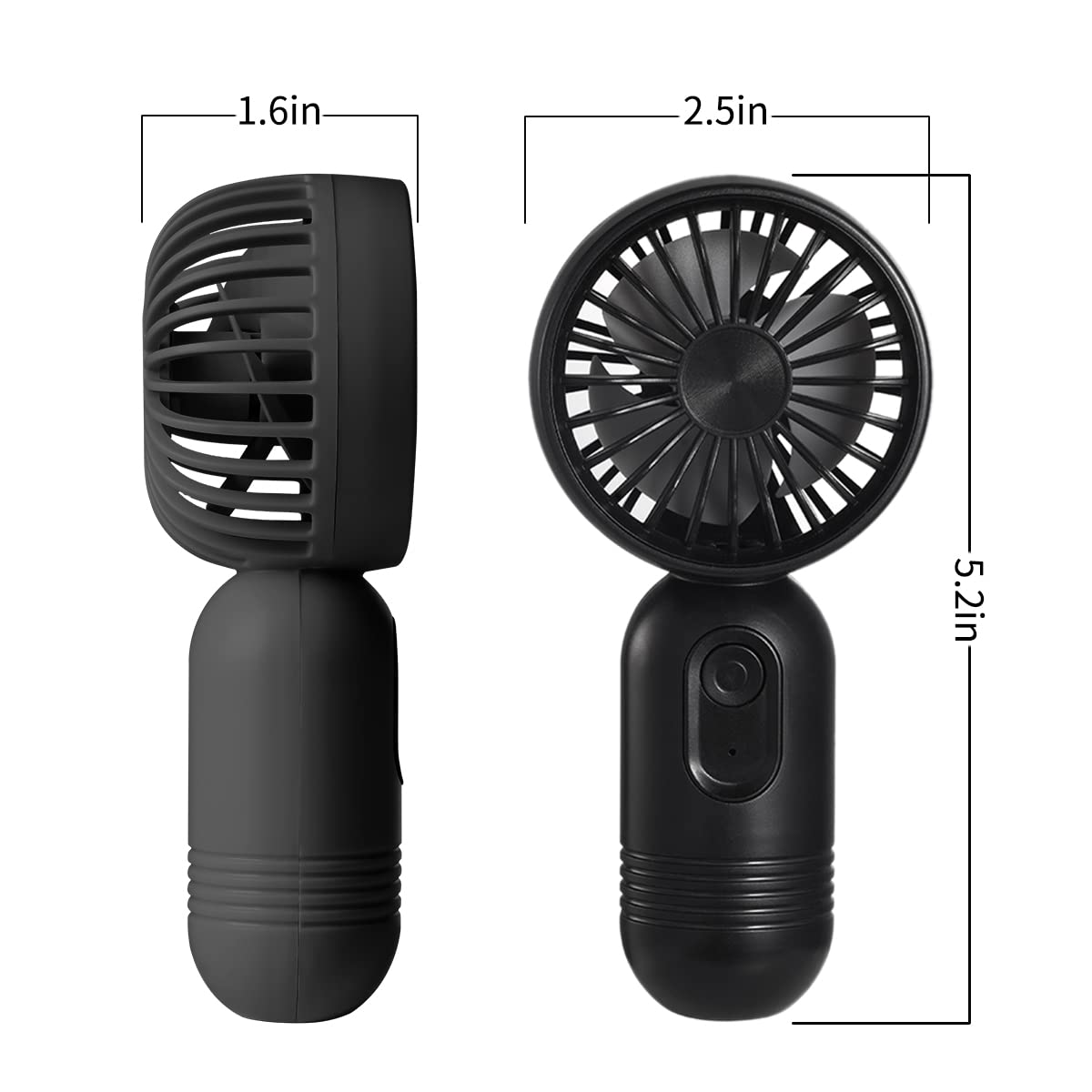 VanSmaGo Portable Mini 3-pack Handheld Personal Small Fan with 3-speed for Travel, USB Rechargeable Battery Operated Eyelash Fan, Black