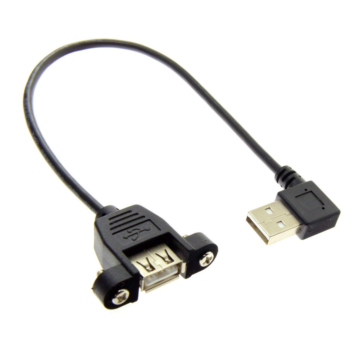 chenyang USB Extension Cable, USB 2.0 Type A Male to Female 90 Degree Angled Data Transfer Charging Extension Cable 20cm with Panel Mount Hole