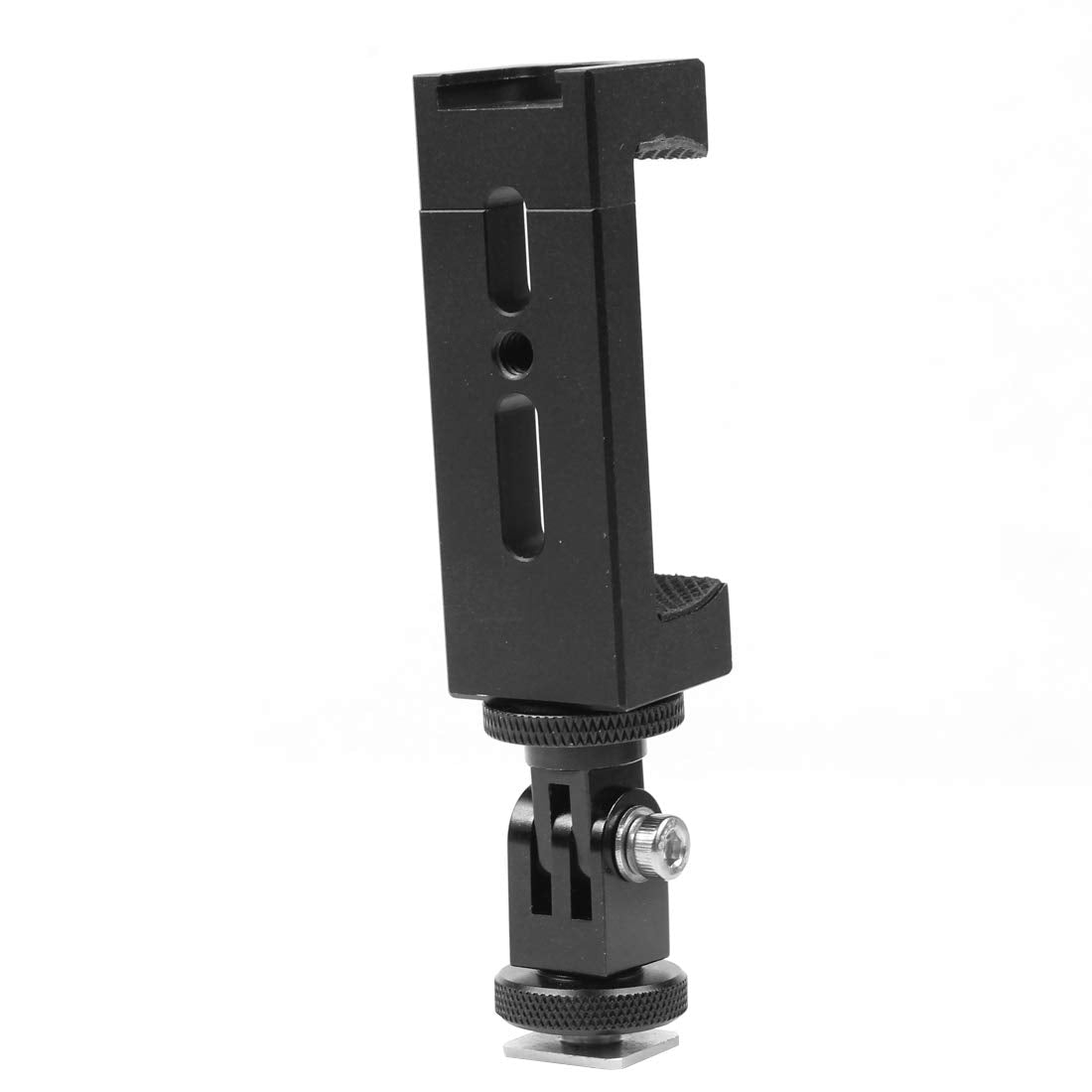BGNing Aluminum Mobile Phone Holder Photographic SLR Camera Gmibal Tripod Smartphone Clip Cold Shoe Mount Selfie Stick 1/4" Hole Clamp (with Cold