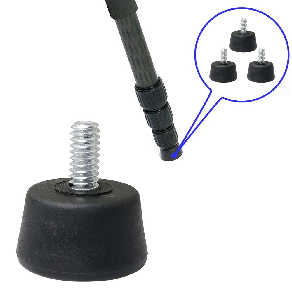 PZRT 3pcs Antislip Rubber Tripod Feet Spike Photography Accessories for Tripod Monopod 1/4 Inch
