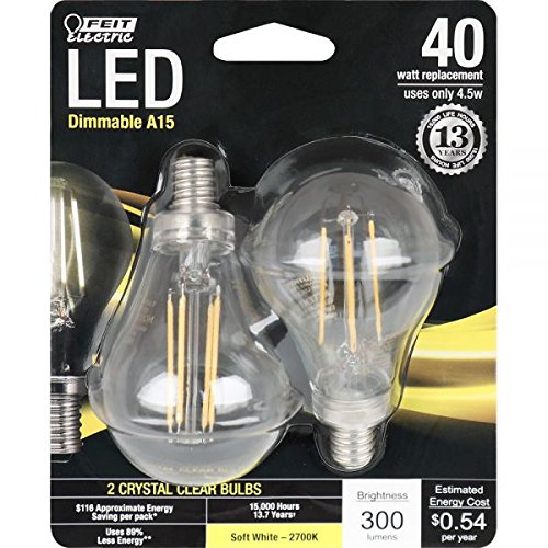 FEIT BPA1540C/827/LED/2 300 Lumen 2700K Dimmable LED - Clear - Candelabra Base2
