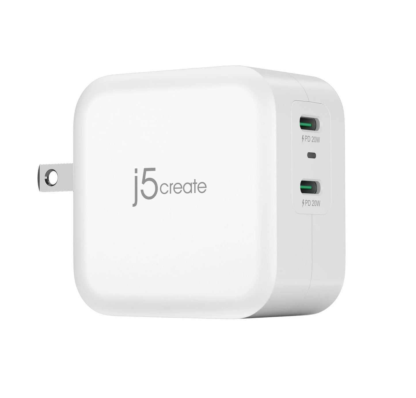 j5create PD 40W Dual Port USB C Wall Charger - Fast Charging for iPhone 15, 15 Plus, 15 Pro, 15 Pro Max, 14, 13, 12, 11, Galaxy S23, S22, S21, iPad
