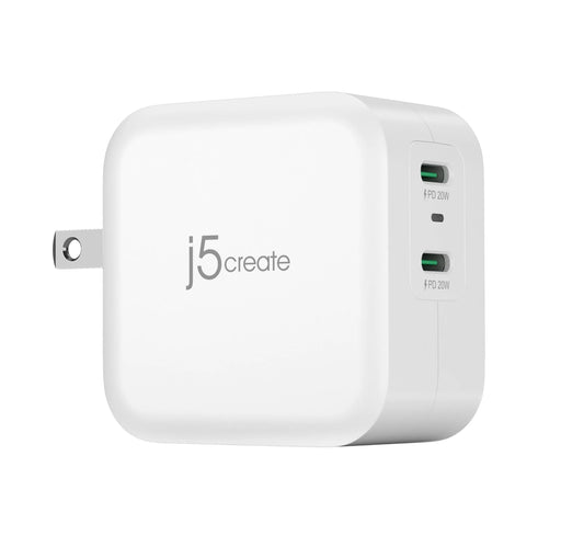 j5create PD 40W Dual Port USB C Wall Charger - Fast Charging for iPhone 15, 15 Plus, 15 Pro, 15 Pro Max, 14, 13, 12, 11, Galaxy S23, S22, S21, iPad