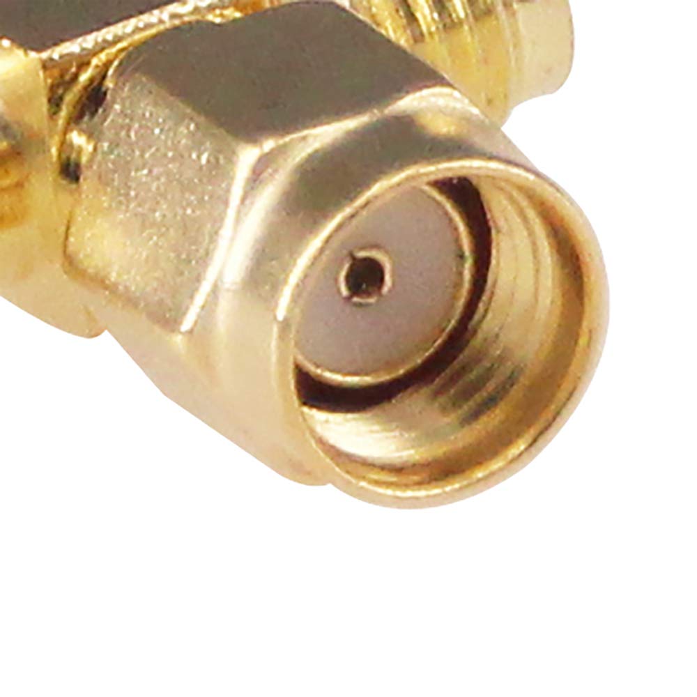 RFaha 4pcs Antenna Adapter RPSMA Male to Dual RPSMA Female Connector T Type 3 Way Splitter Antenna Converter(NOT for TV)(F05-4)