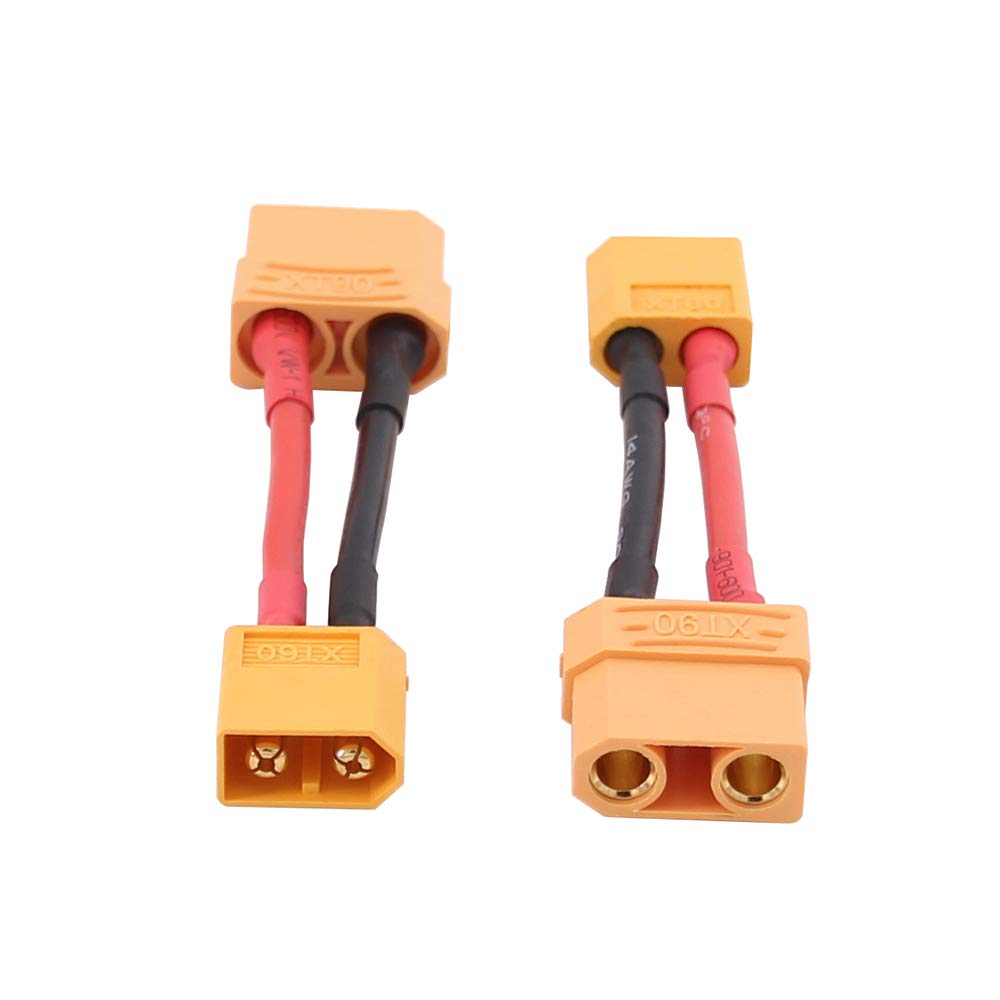 OliRC 2pcs Male XT60 to Female XT90 Connector Adapter with 14awg 2in Cable(C98-2)