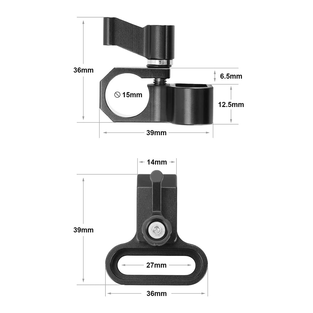 SZRIG 15mm Rod Clamp Adapter Install with 1/4"-20 Mounting Screw for Camera Photo Studio