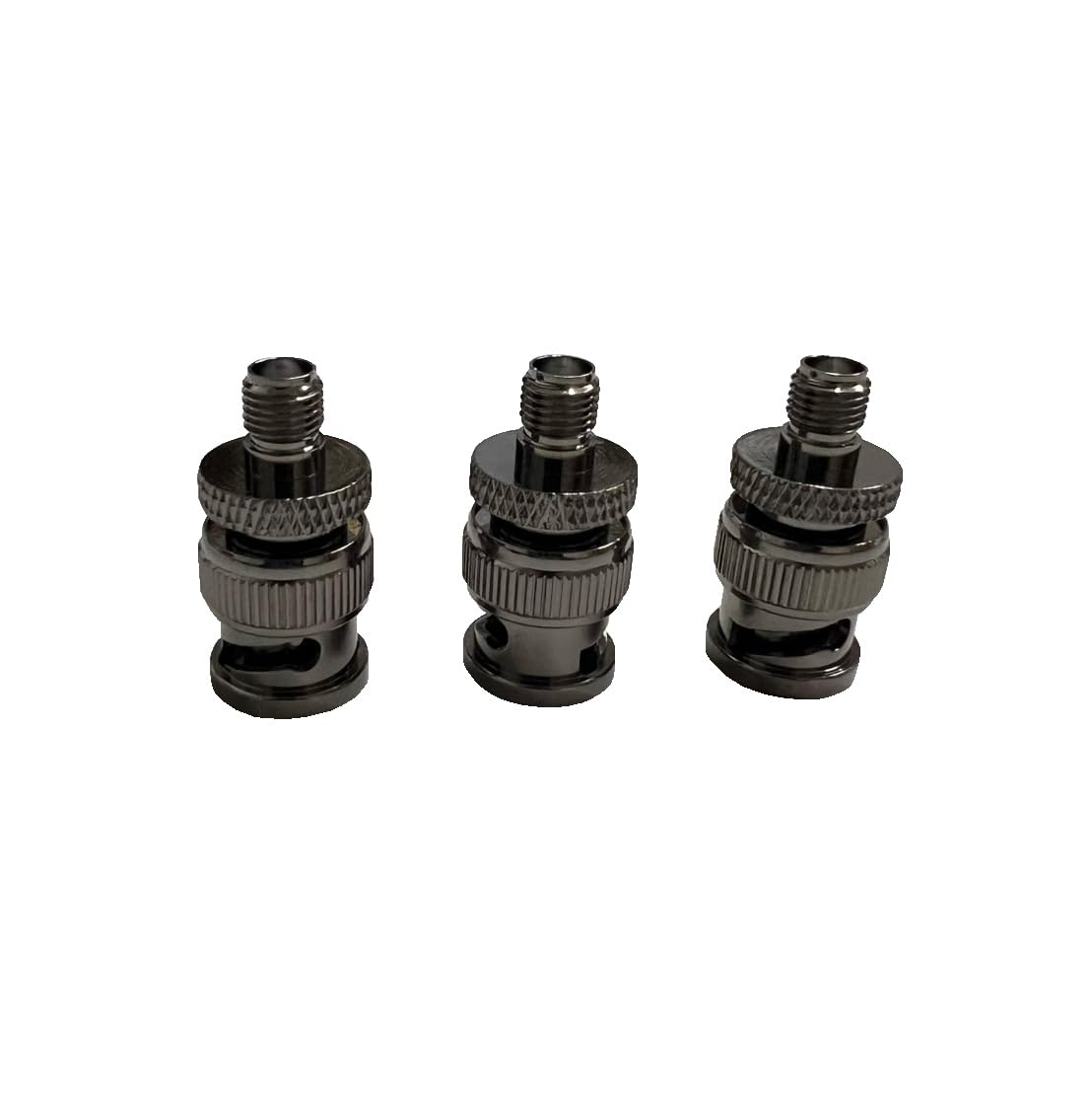 Anteenna TW-SMAJ-BNCP (3-Pack) SMA Female to BNC Male Coaxial Adapter - Premium Black Chromium Plated Copper Connector, Ideal for Amateur Radio