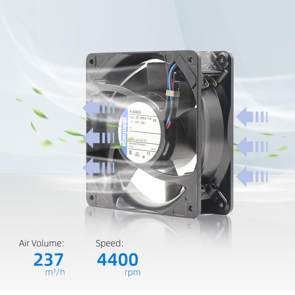 for ebmpapst Fan 4184NXH DC 24V 11W 0.46A 12038 120 * 120 * 38mm Ball Bearing Micro Cabinet Inverter Axial Flow Cooling Fan for Chassis Cabinet