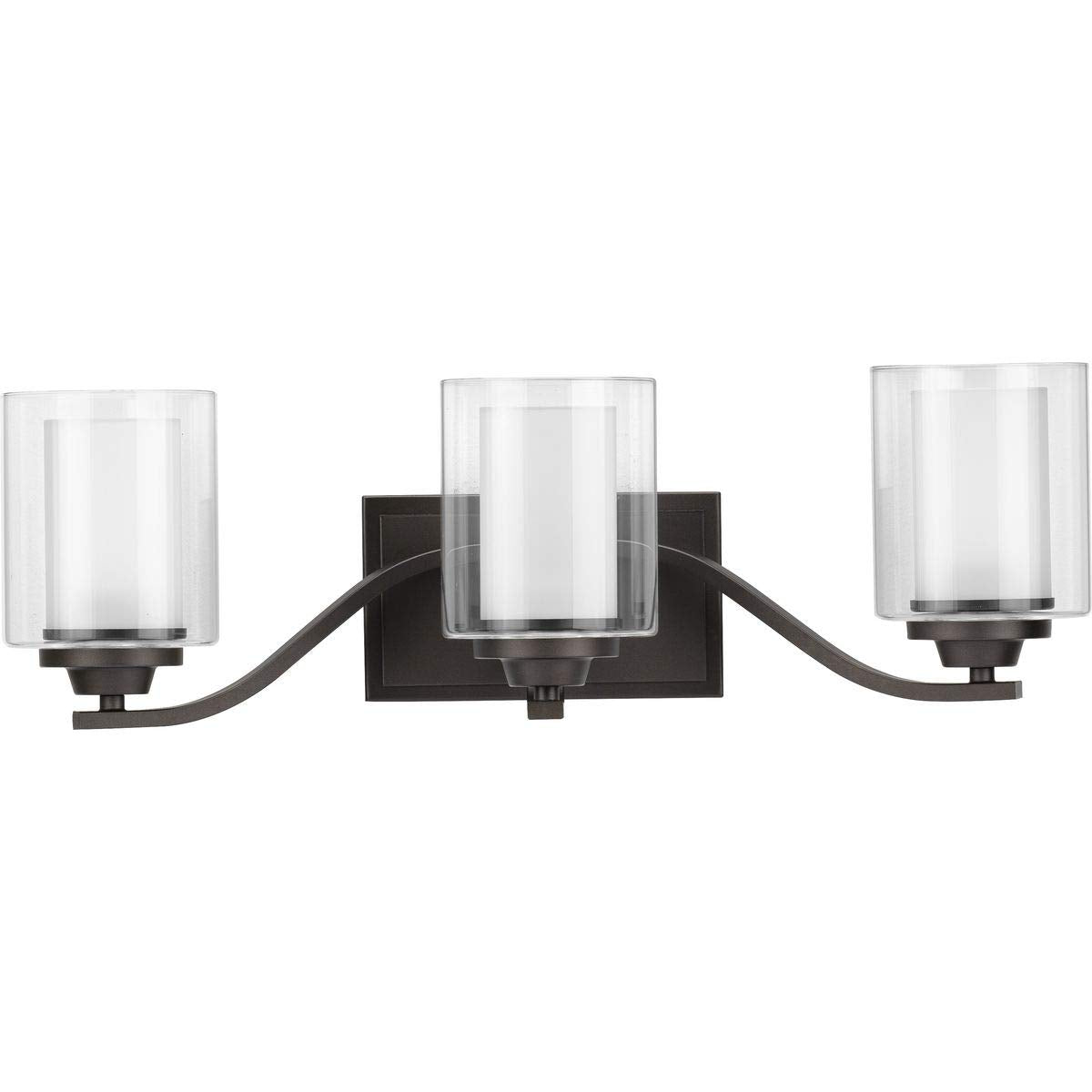 Progress Lighting Kene Collection 3-Light Clear Glass Craftsman Bath Vanity Light Graphite, Black