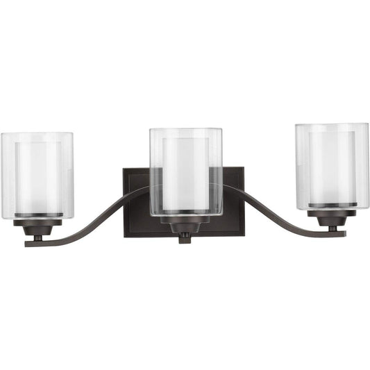 Progress Lighting Kene Collection 3-Light Clear Glass Craftsman Bath Vanity Light Graphite, Black