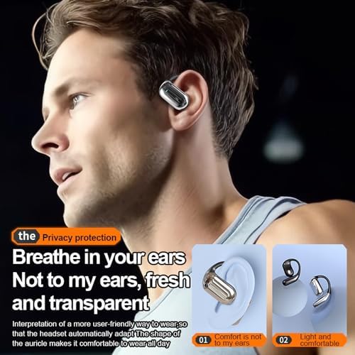 Bitstik Open-Ear Wireless Headphones Bluetooth Earbuds LED Power Display Charging Case Ear Buds Earhook Over-Ear Earphones for Workout Sports TV…