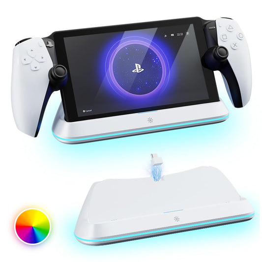 LANCUBE Charging Stand for PS Portal Remote Player, Charger Dock for PlayStation Portal,PS Portal Station with 7 RGB Light Modes and Type-C Cable