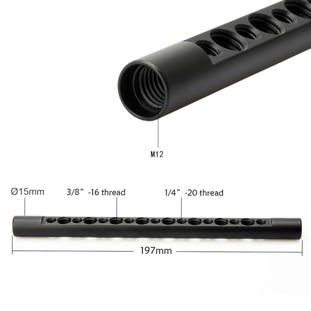 NICEYRIG 7.7 Inch 15mm Cheese Rod with 1/4 3/8 Locating Holes for DSLR Camera Cage Rig System - 074