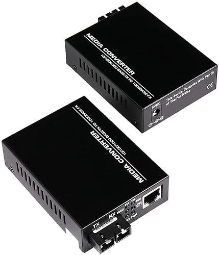 A Pair 2 Pack Multi-Mode Dual SC Fiber Gigabit Fast Ethernet Media Converter, Mini 1x 10/100/1000Base-T RJ45 to 1000Base-SC Slot Converter