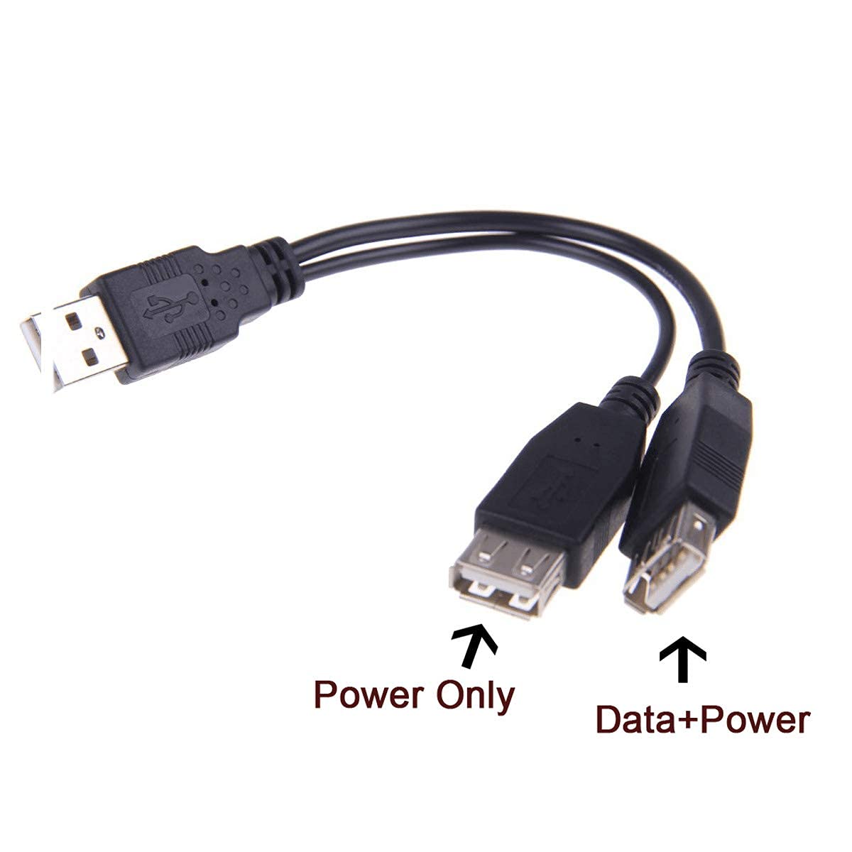 chenyang USB 2.0 Y Splitter Cable USB 2.0 Male to Female Data Charger Extension Cable with Auxiliary Power Supply Port