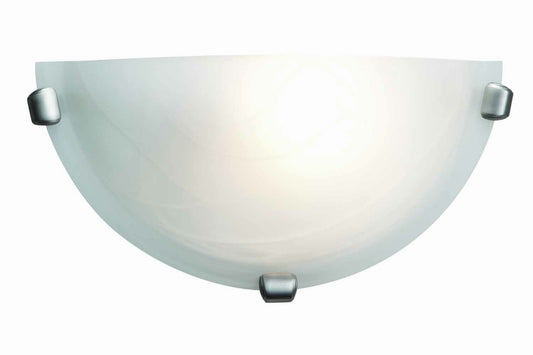 Mona - Wall Sconce - Brushed Steel Finish - Alabaster Glass Shade