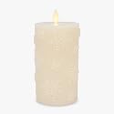 Luminara White Swan Snowflake Embossed Flameless LED Candle, 3.2" x 6.5", Moving Flame, Safe Timer Feature, Real Wax, Battery Operated Home Décor