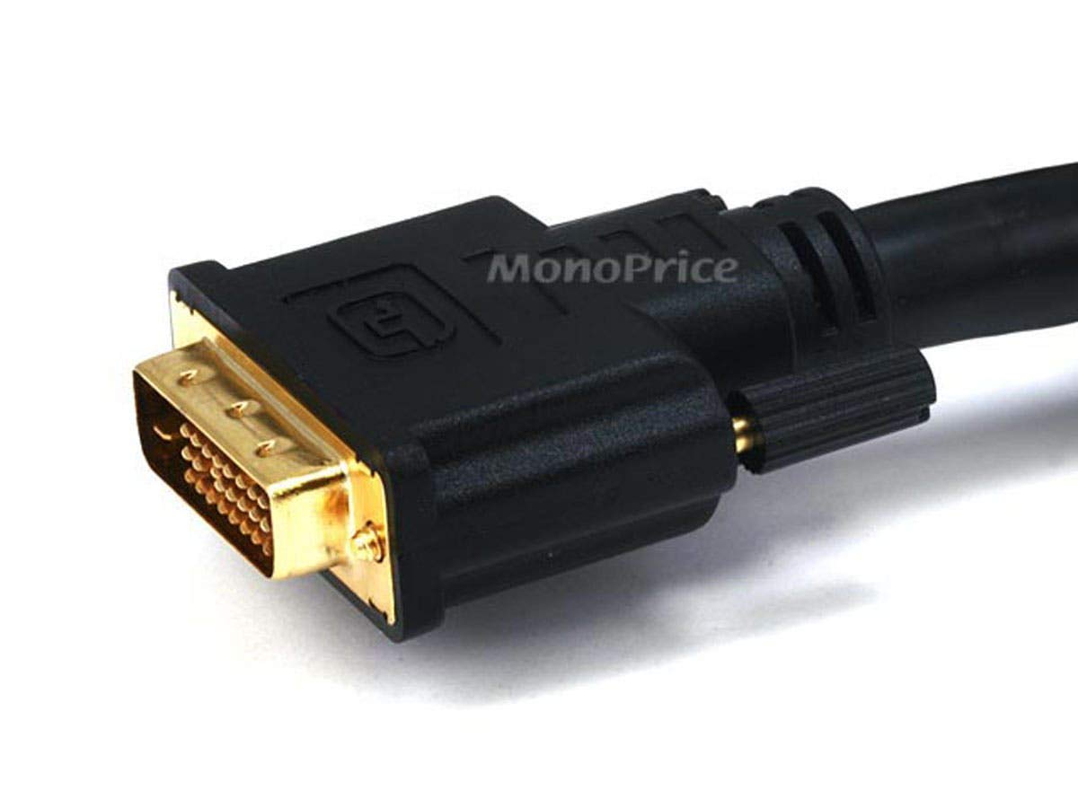 Monoprice DVI-D Digital Cable - Resolutions up to 2048 x 1536, CL2, Dual Link, 9.9 Gbps, 24AWG, 25 Feet, Black