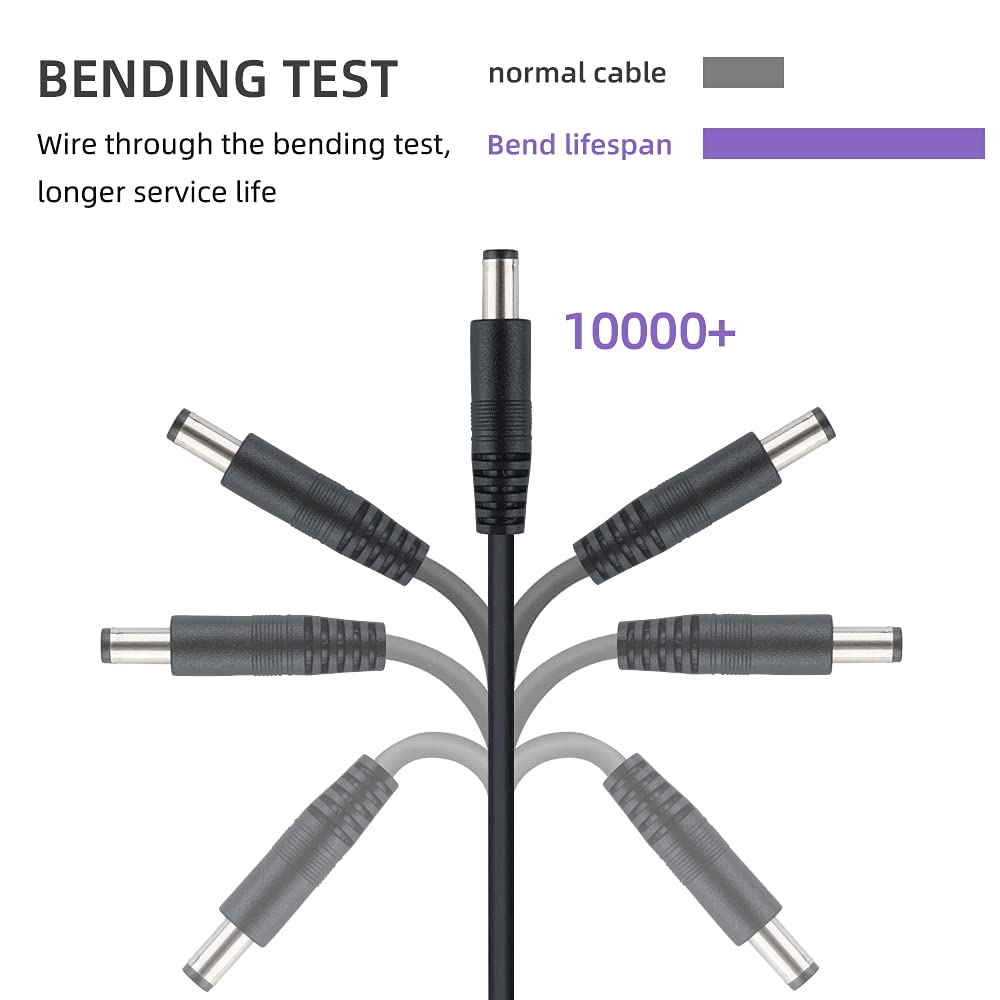 Power Extension Cable 100ft 5.5mm x 2.1mm 12 Volt Male to Female Plug Cord for CCTV IP Security Cameras DVRs and More Devices Black…