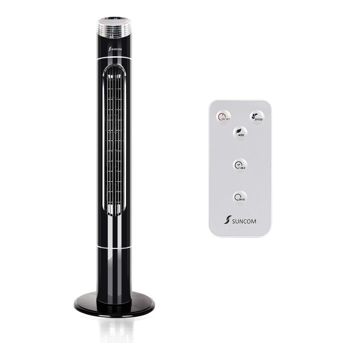 SEEKAVAN Oscillating Tower Fan with Quiet Cooling 3 Wing Mode Remote Control, LED Display Memory Function Low Noise Floor Fan, 43-Inch, Black