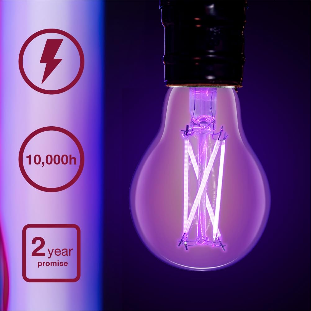 Sylvania Black Light LED Light Bulb, 7W, A19, Medium Base, Clear - 2 Pack (45052)