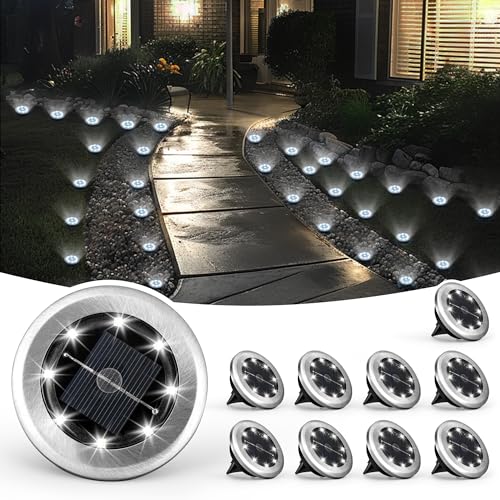 SOLPEX Mini Solar Ground Lights, 10 Pack Solar Lights Outdoor Waterproof, Pathway Lights Solar Powered, Solar Garden Light, Landscape Lighting