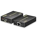 RYXN HDMI Extender Over Cat5e/6, HDMI Over Ethernet Extender 196ft, HDMI Balun Support HDMI 1.4 1080P 3D EDID, Adopting Single Power Supply POC