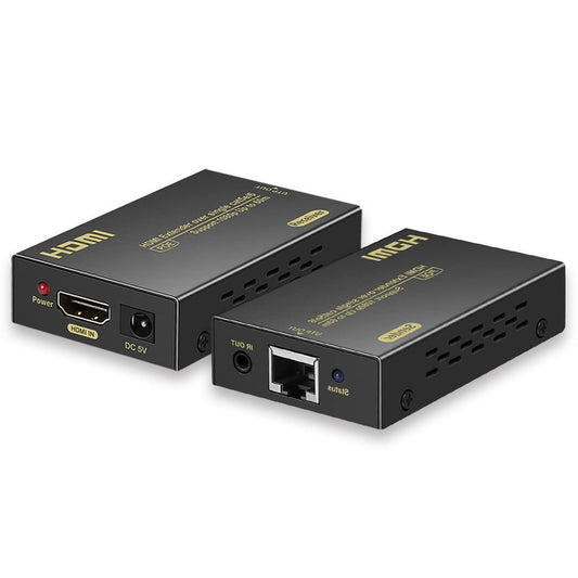 RYXN HDMI Extender Over Cat5e/6, HDMI Over Ethernet Extender 196ft, HDMI Balun Support HDMI 1.4 1080P 3D EDID, Adopting Single Power Supply POC