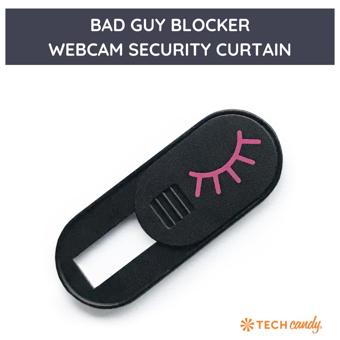 Tech Candy Bad Guy Blocker Webcam Cover Privacy Protector, Black - Secure, Thin, Durable, for Computers, Laptops, Tablets, & Smartphones, Easy