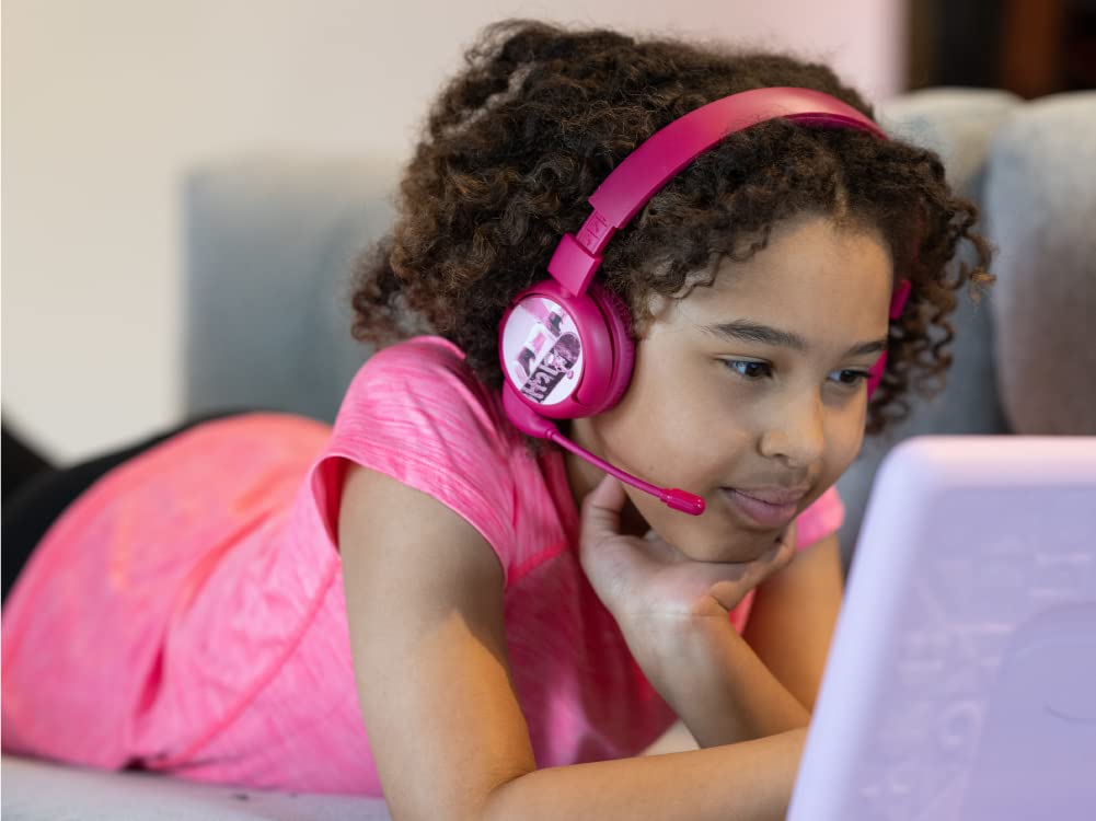 Made for Amazon Bluetooth Kids Headphones with Boom Microphone Age (7-12) | Pink