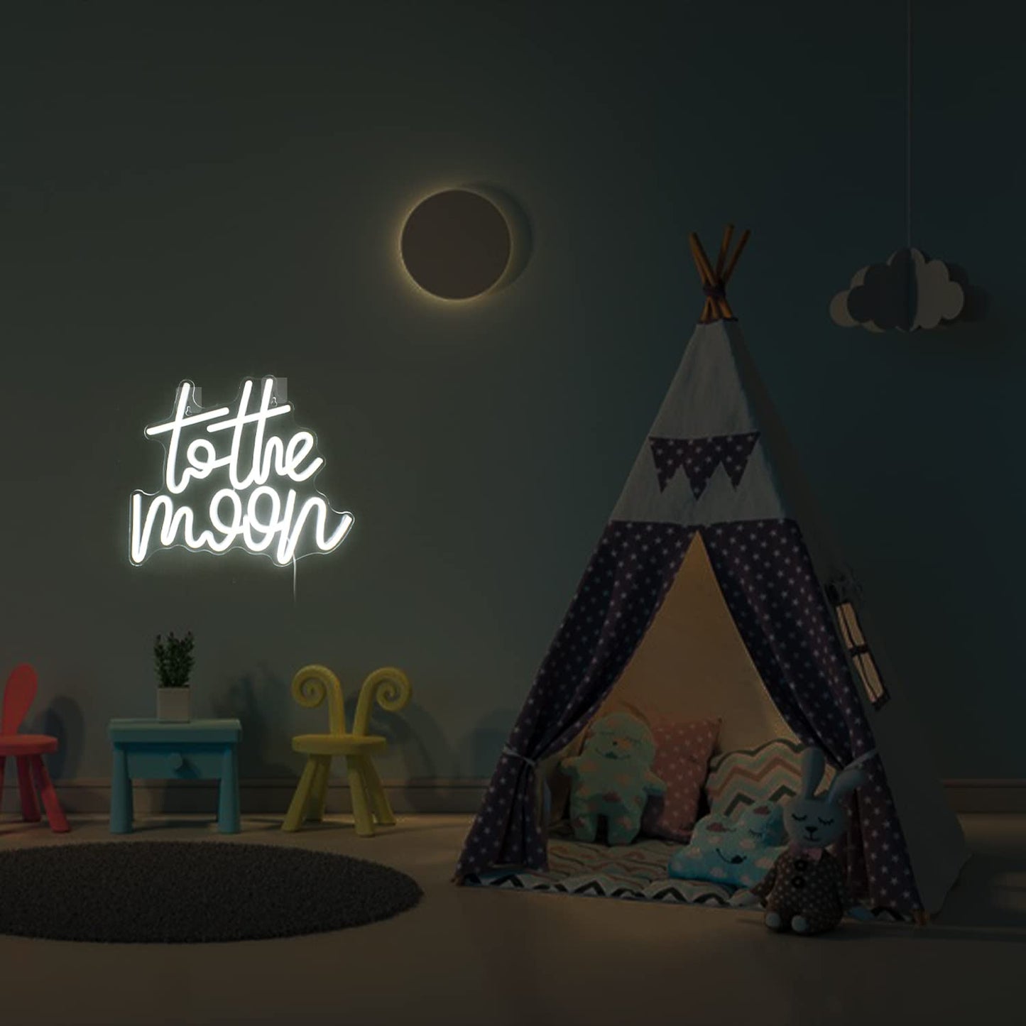 Looklight To The Moon Neon Sign Letters Led Signs White Neon Lights for Wall Decor Connectivity Light Up Moon Wedding Anniversary Home Birthday