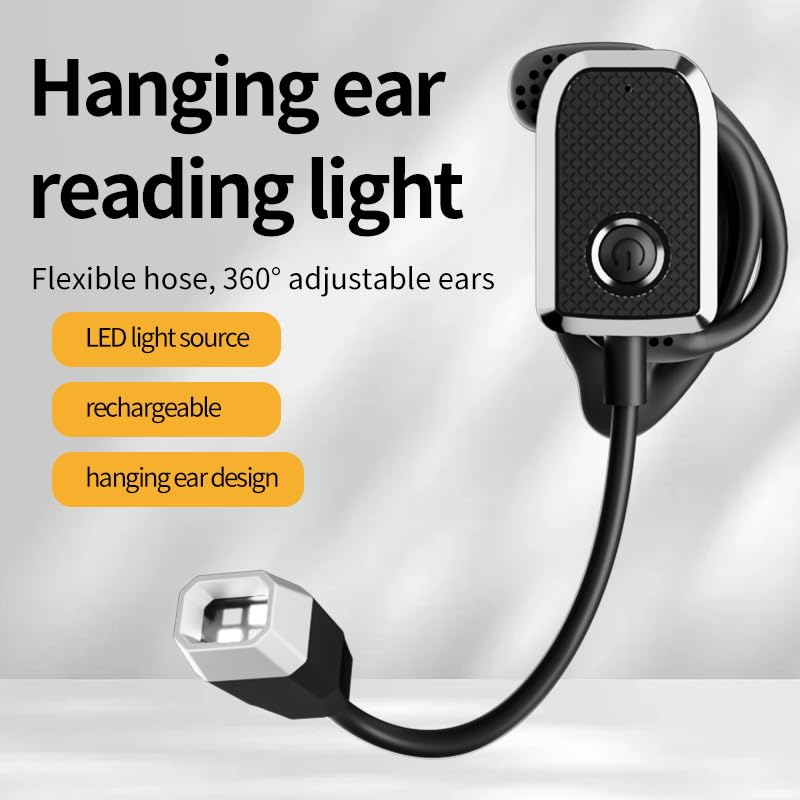 Gadrwat 360°Ear Clip Reading Light,Night Lamp for Reading in Bed- Eye Caring 3 Colors & 3-Brightness,Stepless Dimming