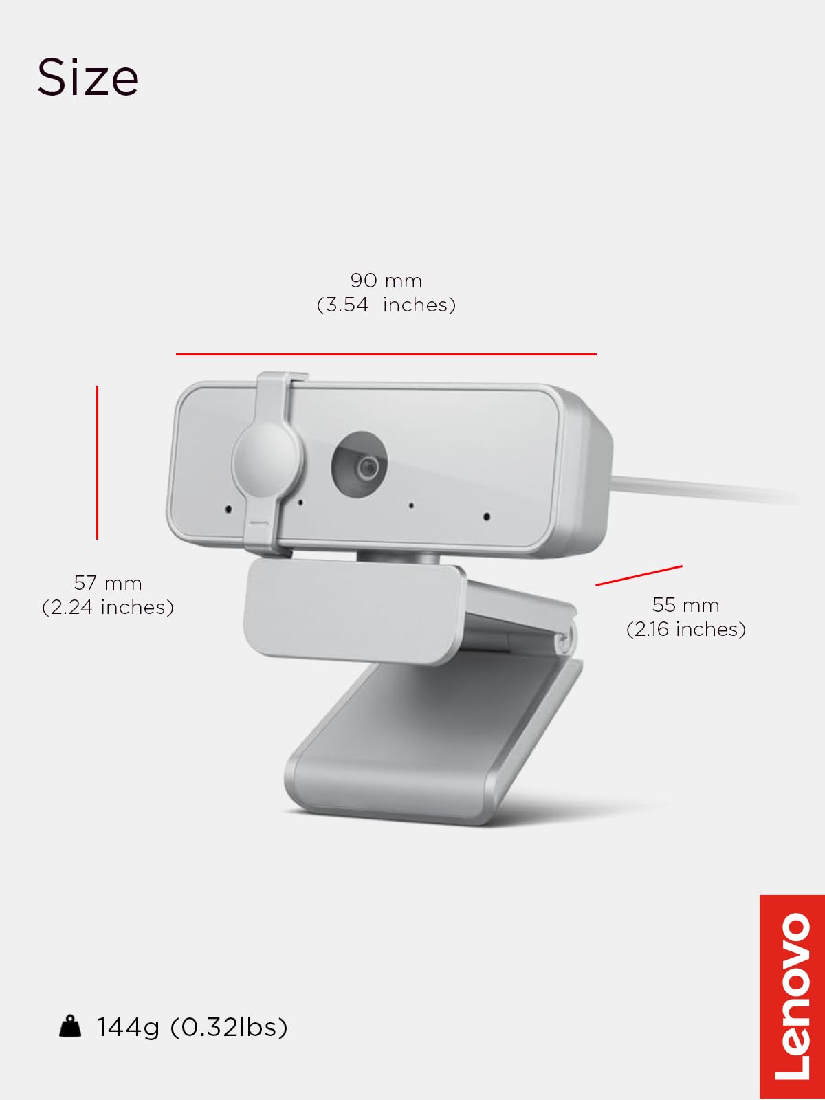Lenovo 310 FHD Webcam, 1080p, FHD Resolution @30 FPS, Plug-and Play USB Connectivity, 1.8M Cable, 2 Integrated Microphones, External Privacy Shutter