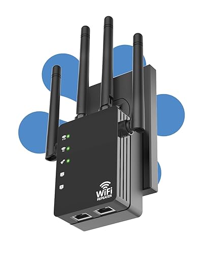 WiFi Extender Signal Booster 1200Mbps, Long Range Extender for Home and Outdoor, 12880 Sq.Ft Range, 105-Device Compatibility, Easy Setup, WiFi