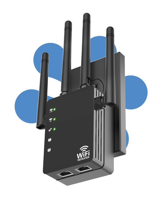 WiFi Extender Signal Booster 1200Mbps, Long Range Extender for Home and Outdoor, 12880 Sq.Ft Range, 105-Device Compatibility, Easy Setup, WiFi