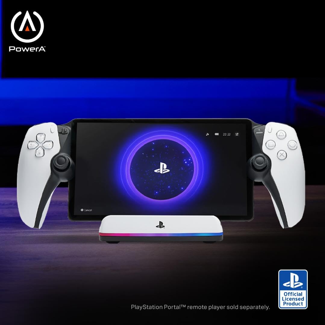PowerA Charging Station for PlayStation Portal™ Remote Player with Lumectra™, RGB Lighting, USB Powered, Magnetic Charger, Charge and Display