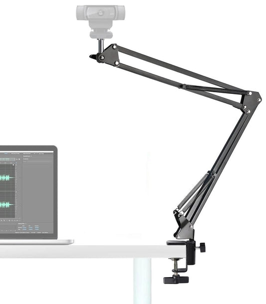 AceTaken Desk Clamp Mount Suspension Boom Scissor Arm Tripod Stand Holder Compatible with Logitech C920 C925e C922 C930 StreamCam C615; Brio 4K,MX