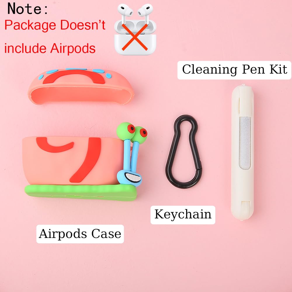Yluirktfa Compatible with AirPods 4 Case Cover with Keychain & Cleaning Kit, for Apple AirPods 4th Generation Charging Case, 3D Cartoon Cute Soft