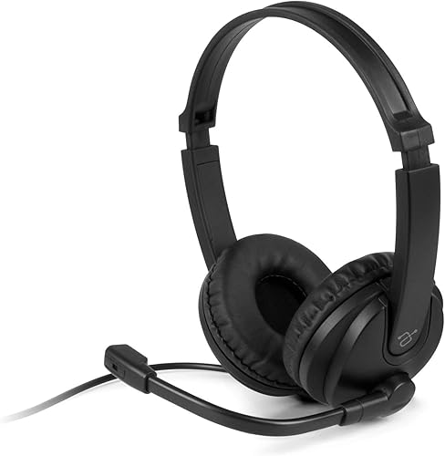 Aluratek Wired USB Stereo Headset AWHU02FB -Over-Ear Headphones, with Noise Cancelling Boom Mic Built-in Microphone, Hi-Fi Sound, Hearing Aid…