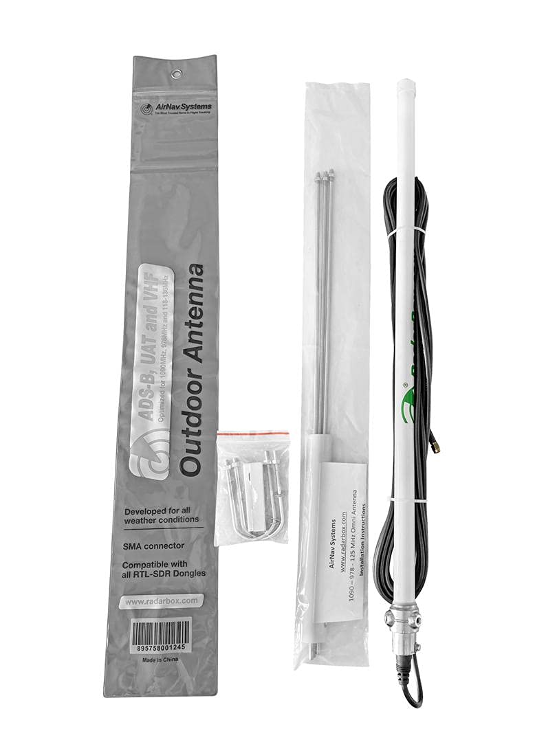 AirNav Radar ADS-B 1090 MHz, UAT 978 MHz and VHF Airband Outdoor Antenna with SMA Connector
